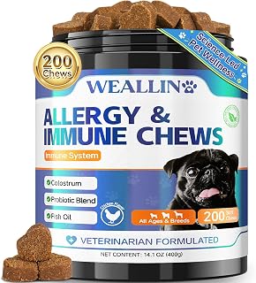 WEALLIN Dog Allergy Chews with Probiotics, Skin & Immune