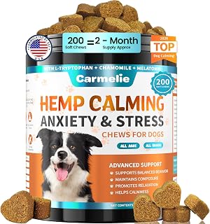 Hemp Calming Chews for Dogs Anxiety and Stress Relief with Melatonin, 200ct