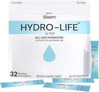 Bloom Bioscience Hydro-Life for Pets - Electrolytes for Dogs & Cats - Dog Electrolytes for Hydration - Works as Dog Hydration Supplement for Dehydration - Pet Water Enhancer