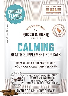 Rocco & Roxie Cat Calming Treats, Melatonin & Ashwagandha, Chews