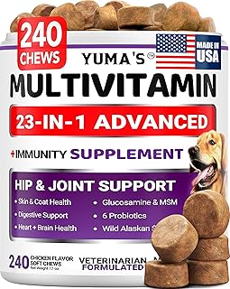 Dog Vitamins and Supplements, 240 Treats, Dog Multivitamin with Glucosamine