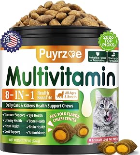 Puyrzoe Taurine for Cats, Cat Vitamins Treats, 500 Crunchy Chews