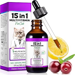 Cat Multivitamin, 15 in 1 Cat Vitamins Liquid Drops