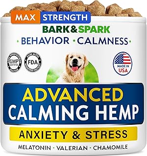 BARK&SPARK Advanced Calming Chews for Dogs - Hemp Chew + Melatonin - Anxiety Relief - Sleep Aid - Relaxing Treats - Stress Relief During Fireworks, Storms, Thunder, Barking