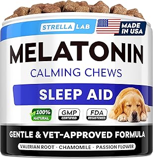 STRELLALAB Melatonin for Dogs 6mg - Calming Sleep Aid Treats Anxiety Relief