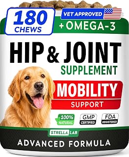 STRELLALAB Advanced Hip Joint Supplement for Dogs, Chondroitin Joint Chews