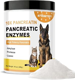 Pancreatic Enzyme Powder for Dogs - 10X High Potency Pancreatin Supplement (285g/10oz)