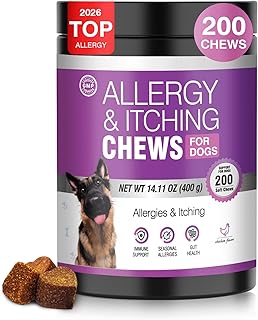 Dog Allergy Chews 200ct - Aller Immune Relief for Itchy Skin,Chicken Flavor