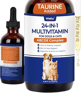 Wellix 4.06 fl oz 24-in-1 Liquid Multivitamin with Taurine for Dogs & Cats