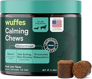 Wuffes Dog Calming Chews, Stress & Relaxation for Anxiety. with Relora, Chamomile, GABA & L-Tryptophan.