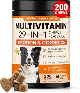 29 in 1 Dog Vitamins and Supplements 200 Ct Advanced Dog Multivitamin Chews