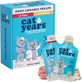 Cat Years Hydration Booster, Lickable Treat, Chicken & Tuna 28-Day Supply