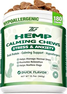 Dog Calming Chews, Calming Chews for Dogs,Soft Chews Treats Helps with Strеss, Anxiеty Rеlief, Separation, Barking, Fireworks, Travel, Composure, Duck flavor-180 Chews